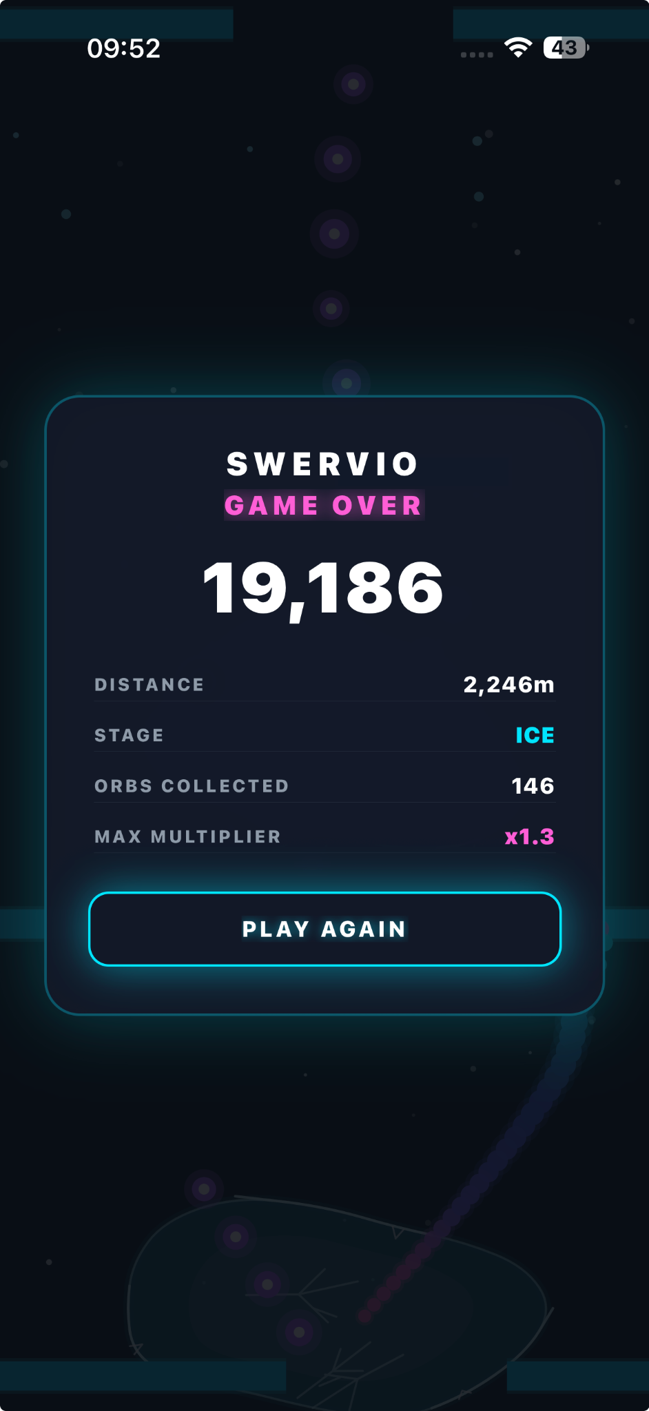 Swervio Game Over screen